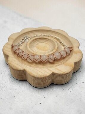 Handmade Wire-wrapped Elegant Milky White Adjustable Beaded Bracelet
